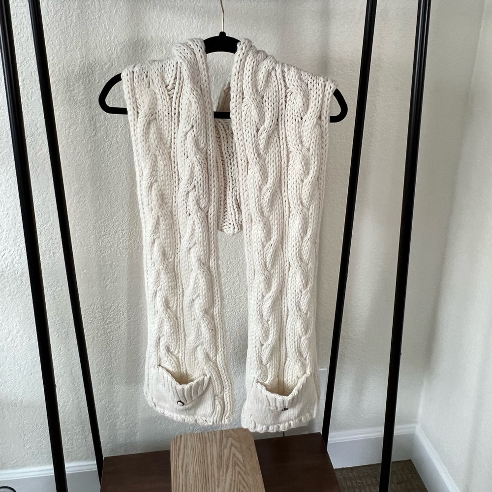 Cream Scarf w/ Hood and Pockets
